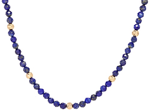 Artisan Collection of Turkey™6mm Beaded Lapis Lazuli 18K Yellow Gold Over Sterling Silver Necklace - Size 18