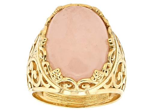 Artisan Collection of Turkey™ 18x13mm  Morganite 18K Gold Over Sterling Silver Solitaire Ring - Size 6