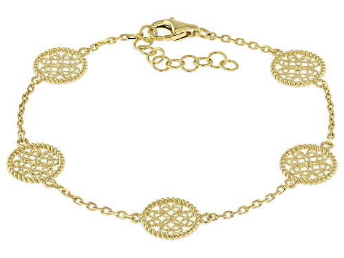 Artisan Collection of Turkey™ 18k Yellow Gold Over Sterling Silver Filigree Station Bracelet - Size 8