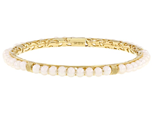 Artisan Collection of Turkey™ Cultured Freshwater Pearl 18K Gold Over Silver Bangle Bracelet - Size 7.5
