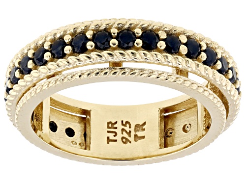 Artisan Collection of Turkey™ Black Spinel 18K Gold Over Sterling Silver Spinner Ring - Size 7
