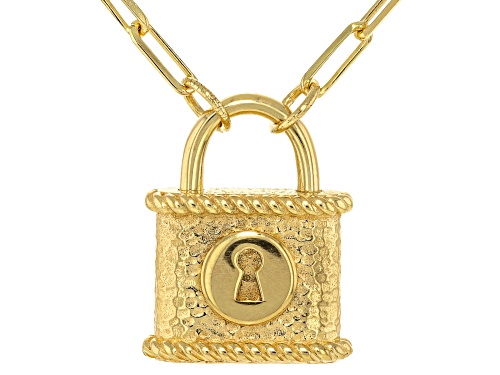 Artisan Collection of Turkey™ 18K Gold Over Sterling Silver Lock Motif Necklace - Size 18