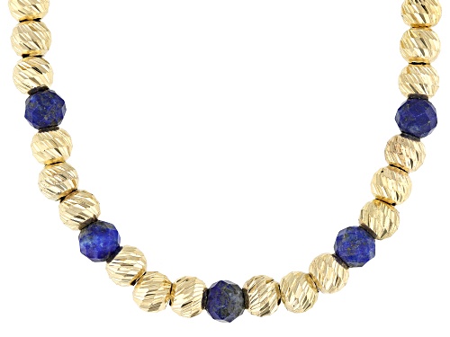Artisan Collection of Turkey™6mm Beaded Lapis Lazuli 18K Yellow Gold Over Sterling Silver Necklace - Size 18