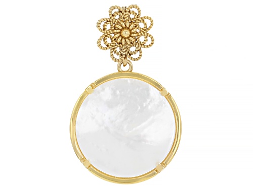 Artisan Collection of Turkey™ 18mm Mother-of-Pearl 18K Gold Over Sterling Silver Floral Enhancer