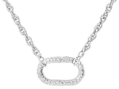 Artisan Collection of Turkey™ Platinum Over Sterling Silver Hammered Oval Enhancer Chain Necklace - Size 18