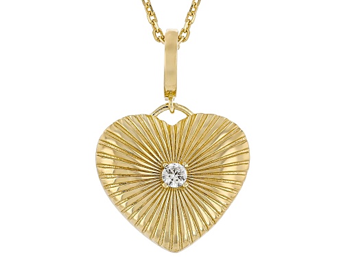 Artisan Collection of Turkey™ White Zircon 18K Gold Over Silver Heart Enhancer Pendant With Chain