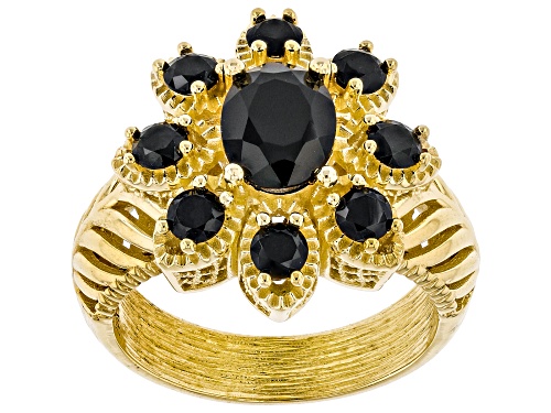 Artisan Collection of Turkey™ 1.53ctw Black Spinel 18K Gold Over Sterling Silver Floral Ring - Size 10