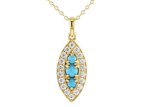 Photo of Sleeping Beauty Turquoise, Cubic Zirconia 18K Gold Over Silver Pendant W/Chain
