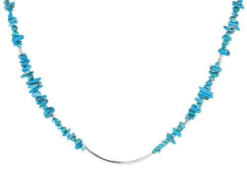 Photo of 3-9mm Chip Blue Kingman Turquoise Sterling Silver Necklace - Size 18