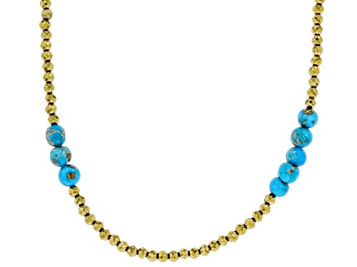 Sleeping Beauty Turquoise &  Hematine Silver Necklace - Size 36