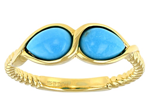 Photo of Sleeping Beauty Turquoise 18k Yellow Gold Over Sterling Silver Ring - Size 8