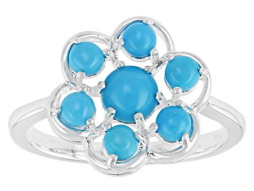 5mm & 3mm Sleeping Beauty Turquoise Sterling Silver Ring - Size 9