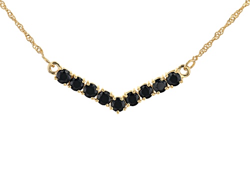 2.44ctw Round Black Spinel 18k Yellow Gold Over Sterling Silver Chevron Necklace - Size 18