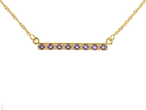 Photo of 0.74ctw Round Lavender Amethyst 18k Yellow Gold Over Sterling Silver Bar Necklace - Size 18