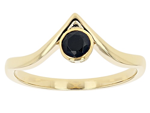 0.34ct Round Black Spinel 18K Yellow Gold Over Sterling Silver Solitaire Ring - Size 6