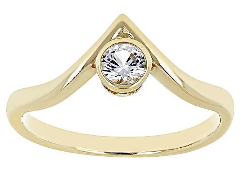 .28ct Round Lab Created White Sapphire 18K Yellow Gold Over Sterling Silver Solitaire Ring - Size 9