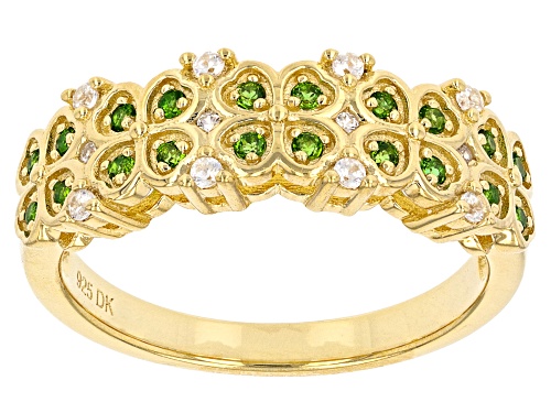.17ctw Chrome with .15ctw White Zircon Four Leaf Clover 18k Yellow Gold Over Silver Band Ring - Size 8
