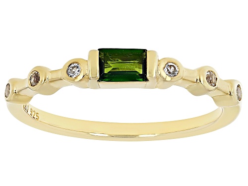 .23ct Rectangular Octagonal Chrome Diopside with .10ctw Lab Sapphire 18k Yellow Gold Over Silver Rin - Size 7