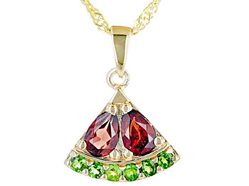 Photo of 0.85ct Vermelho Garnet™ with 0.20ctw Chrome 18k Yellow Gold Over Silver Watermelon Pendant/Chain