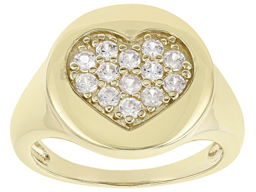 0.60ctw Round White Zircon 18K Yellow Gold Over Sterling Silver Heart Ring - Size 7