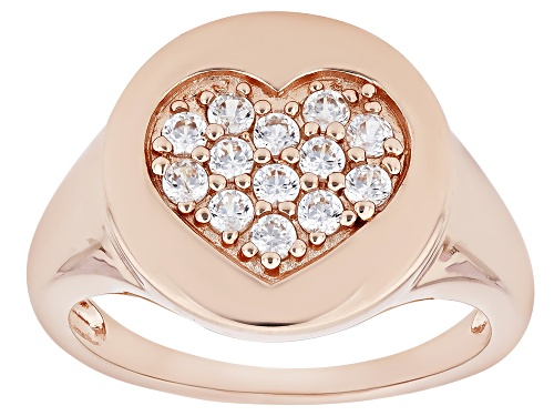 Photo of 0.60ctw Round White Zircon 18k Rose Gold Over Sterling Silver Heart Ring - Size 6