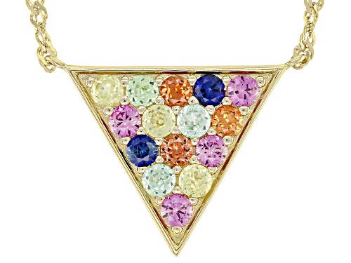 Photo of 1.01ctw Lab Created Multi-Sapphire 18k Yellow Gold Over Sterling Silver Necklace - Size 18