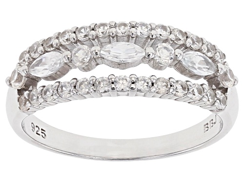 0.28ctw Marquise And 0.69ctw White Zircon Rhodium Over Sterling Silver 3-Row Ring - Size 8