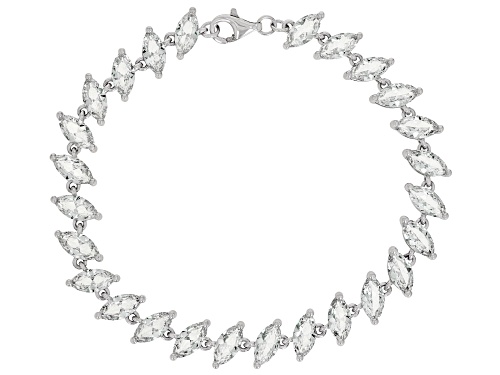 14.14ctw Marquise Lab Created White Sapphire Rhodium Over Sterling Silver Bracelet - Size 8