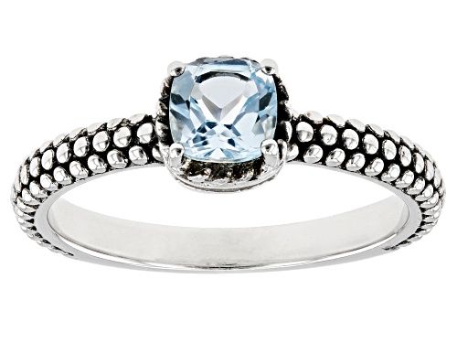 0.55ct Square Cushion Glacier Topaz™ Rhodium Over Sterling Silver Ring - Size 10