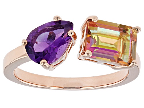 1.55ct Northern Lights™ Quartz With .85ctw African Amethyst 18k Rose Gold Over Sterling Silver Ring - Size 7