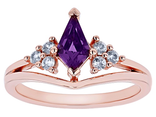 0.71ct Lab Created Color Change Sapphire And 0.27ctw White Zircon 18k Rose Gold Over Silver Ring - Size 9