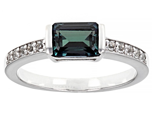 1.02ct Lab Created Alexandrite With .18ctw White Topaz Rhodium Over Sterling Silver Ring - Size 7