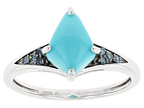 Kite Kingman Turquoise and 0.05ctw Blue Diamond Sterling Silver Ring - Size 8