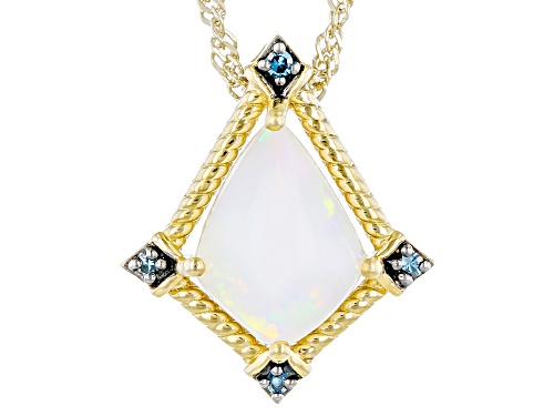 Kite Opal & Blue Diamond 18k Yellow Gold Over Sterling Silver Pendant