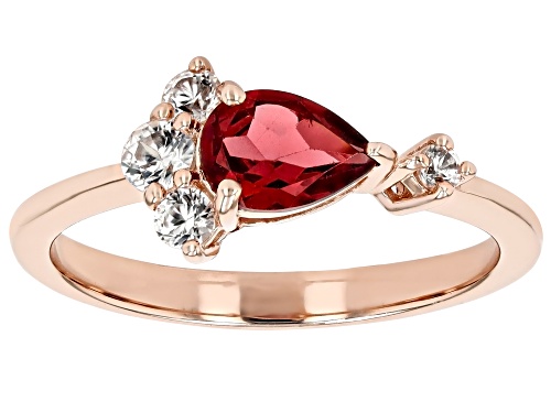 Photo of 0.71ctw Raspberry Rhodolite, 0.35ctw Round White Zircon 18k Rose Gold Over Sterling Silver Ring - Size 10