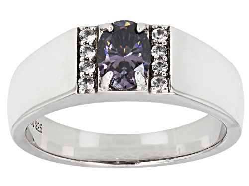 0.95ct Purple Strontium Titanate With 0.15ctw White Zircon Rhodium Over Sterling Silver Ring - Size 7