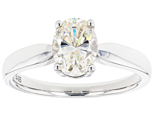 1.50ct Oval Strontium Titanate Rhodium Over Sterling Silver Solitaire Ring - Size 10