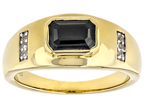 1.08ct Black Spinel With 0.05ctw Lab Created White Sapphire 18k Yellow Gold Over Silver Ring - Size 6