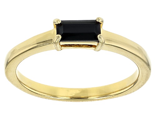0.40ct Baguette Black Spinel 18k Yellow Gold Over Sterling Silver Solitaire Ring - Size 8