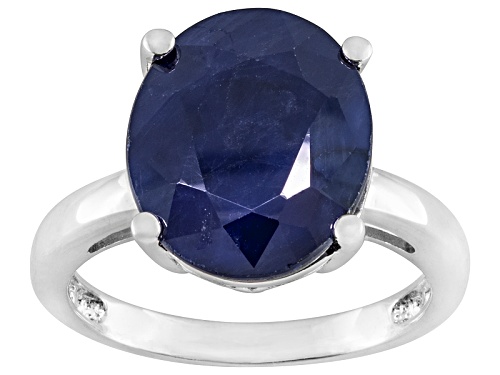 Photo of 4.50ct Oval Blue Sapphire Rhodium Over Sterling Silver Solitaire Ring - Size 9