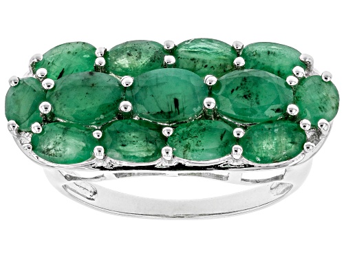 2.84ctw Oval Sakota Emerald Rhodium Over Sterling Silver Ring - Size 7