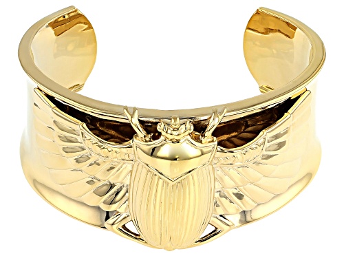 Global Destinations™ 18k Yellow Gold Over Brass Winged Scarab Cuff Bracelet - Size 7.5