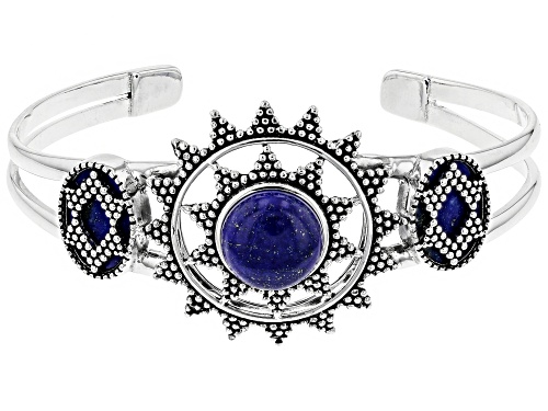 Photo of Global Destinations™ Mix Shape Lapis Lazuli Rhodium Over Sterling Silver Cuff Bracelet - Size 7.5