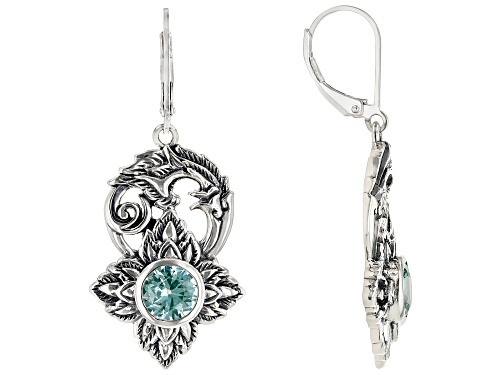 Photo of Global Destinations™ 2.24ctw Lab Created Green Spinel Solitaire Silver Floral Dangle Earrings