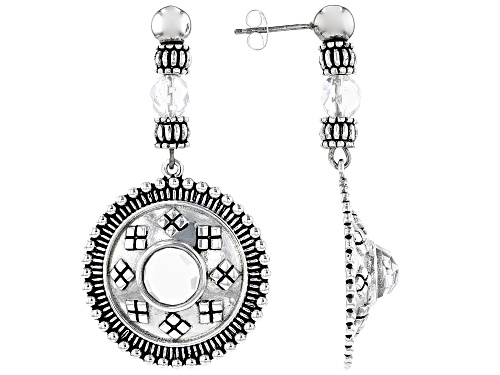 Global Destinations™ 5.53ctw 6mm & 8mm Crystal Quartz Sterling Silver Dangle Earrings