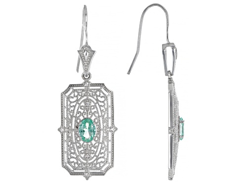 Photo of Global Destinations™ 1.34ctw Lab Created Green Spinel & White Zircon Rhodium Over Silver Earrings