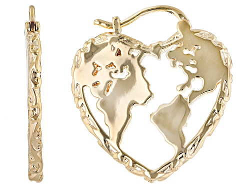 Photo of Global Destinations™ 18k Yellow Gold Over Brass Heart Shape Globe Earrings