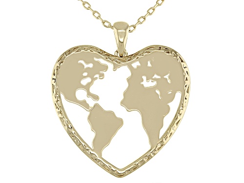 Global Destinations™ 18k Yellow Gold Over Brass Heart Globe Pendant Wtih 18