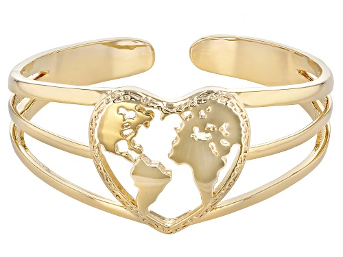 Photo of Global Destinations™ 18k Yellow Gold Over Brass Heart Shape Globe Cuff - Size 8