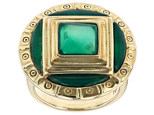 Photo of Global Destinations™ Mixed Shaped Green Onyx 18k Yellow Gold Over Brass Ring - Size 9